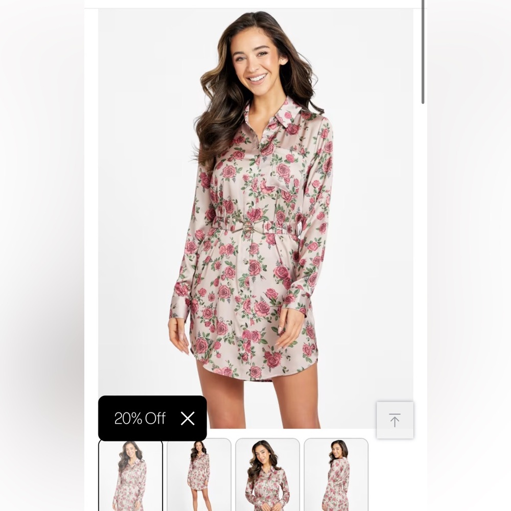 Guess Nwt Floral Satin Button-Up Dress Shirt XS